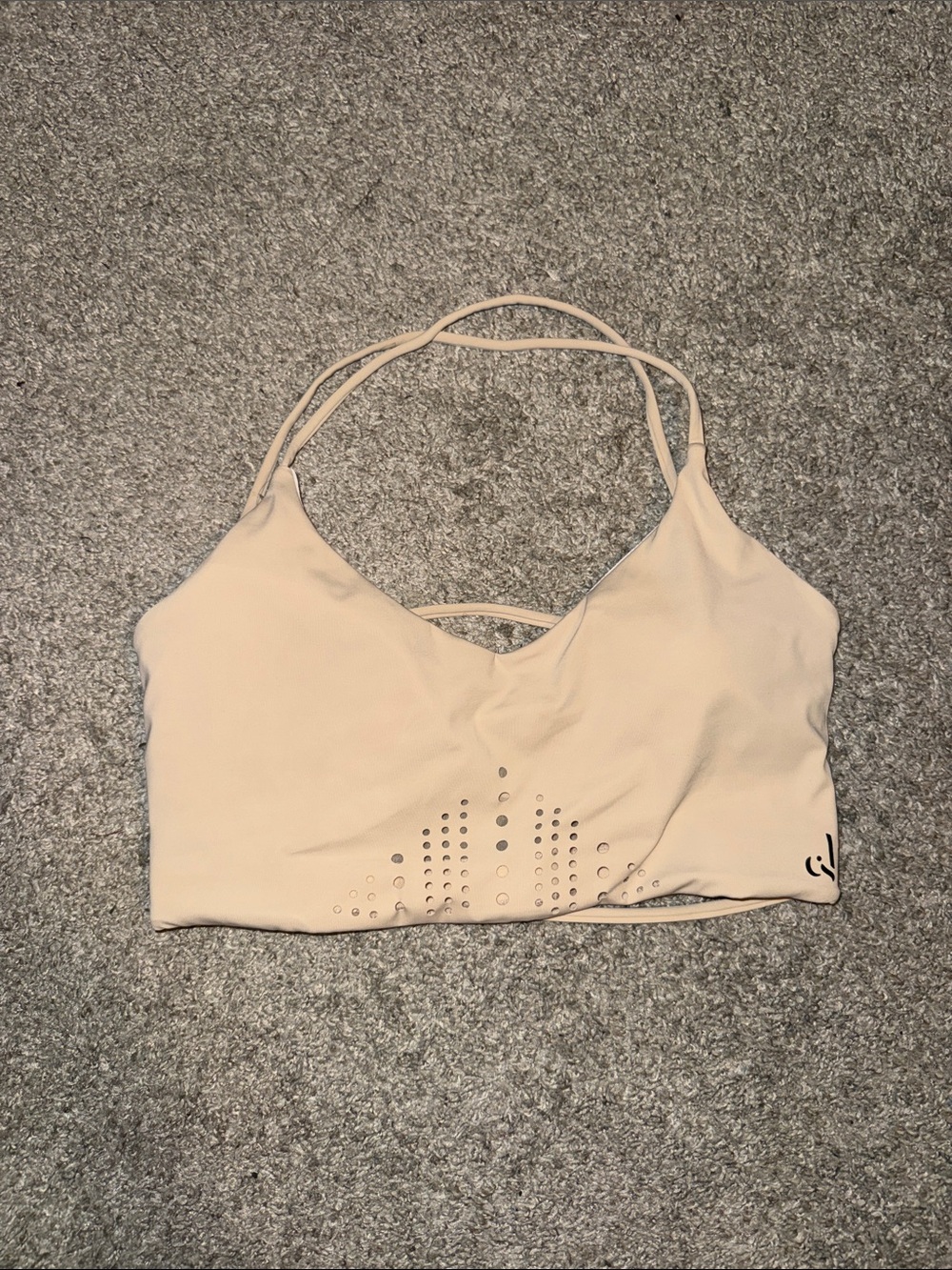 Crop Shop Boutique Nude Beige Strappy Sports Bra